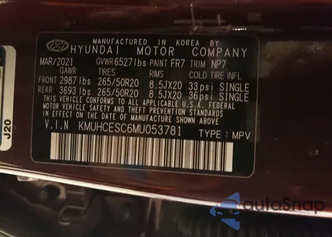 2021 Genesis Gv80 3.5T Awd Advanced z USA, uszkodzony, nr VIN KMUHCESC6MU053781